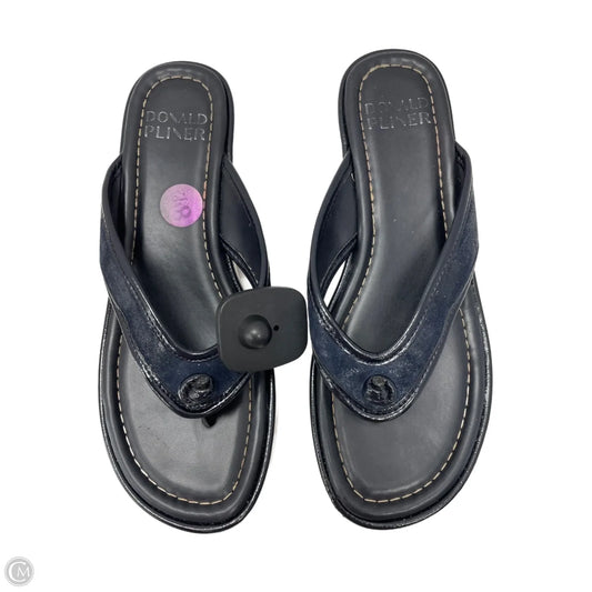 Sandals Heels Wedge By Donald Pliner In Blue Denim, Size: 8.5