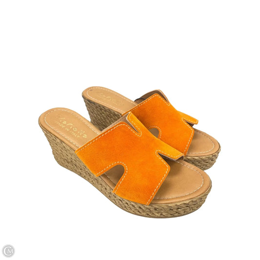 Sandals Heels Wedge By Clothes Mentor In Orange, Size: 8.5