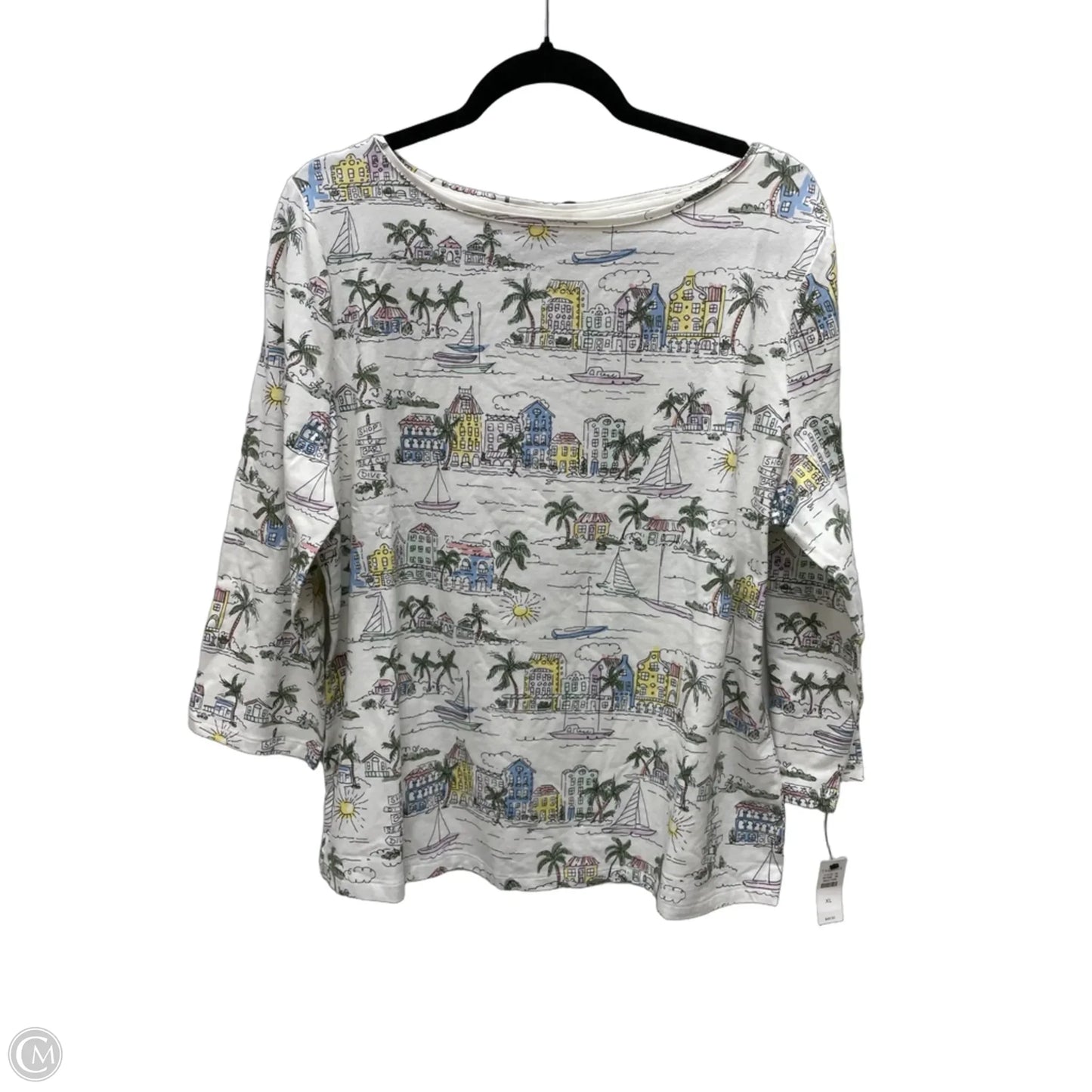 Top Long Sleeve By Talbots In Geometric Pattern, Size: Xl