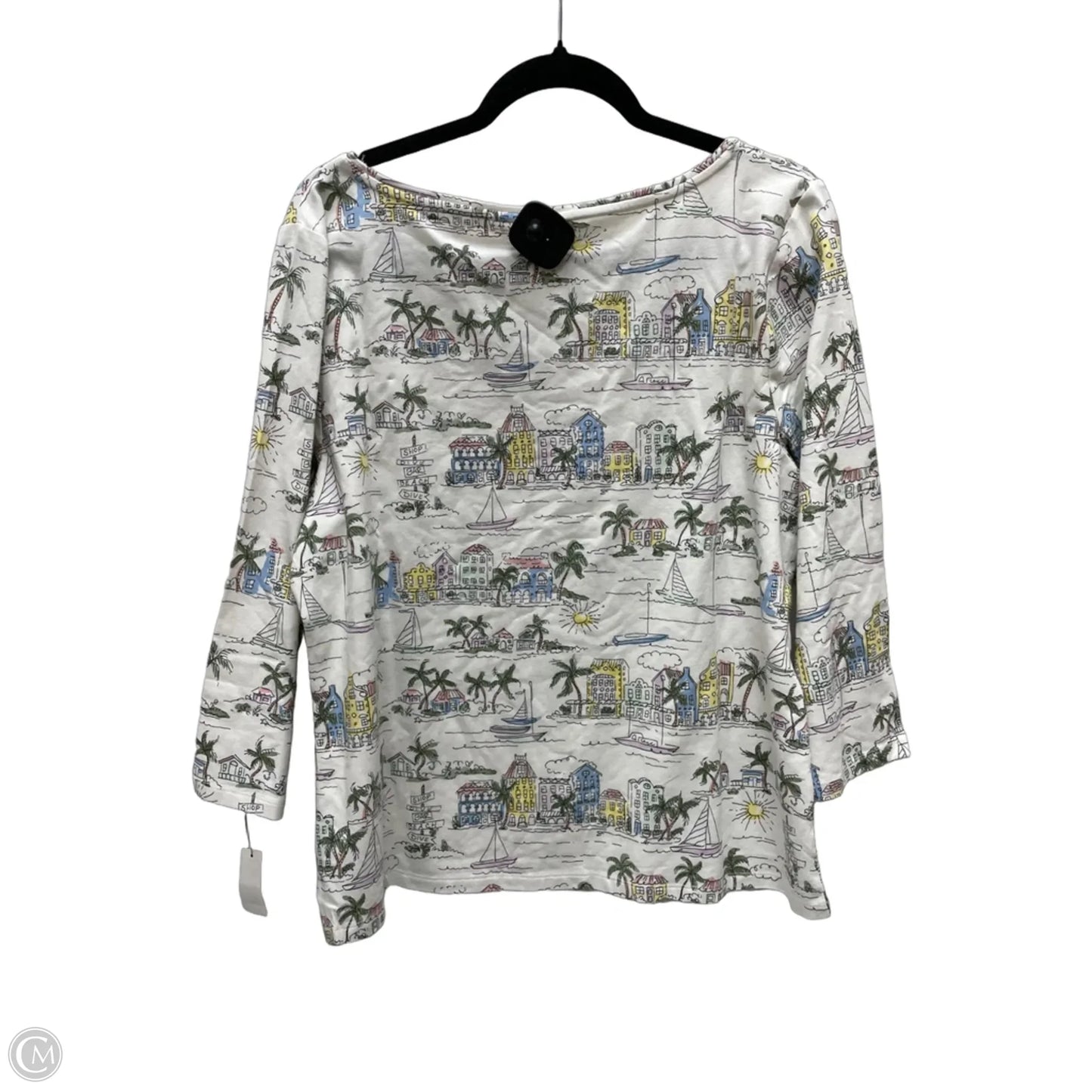 Top Long Sleeve By Talbots In Geometric Pattern, Size: Xl