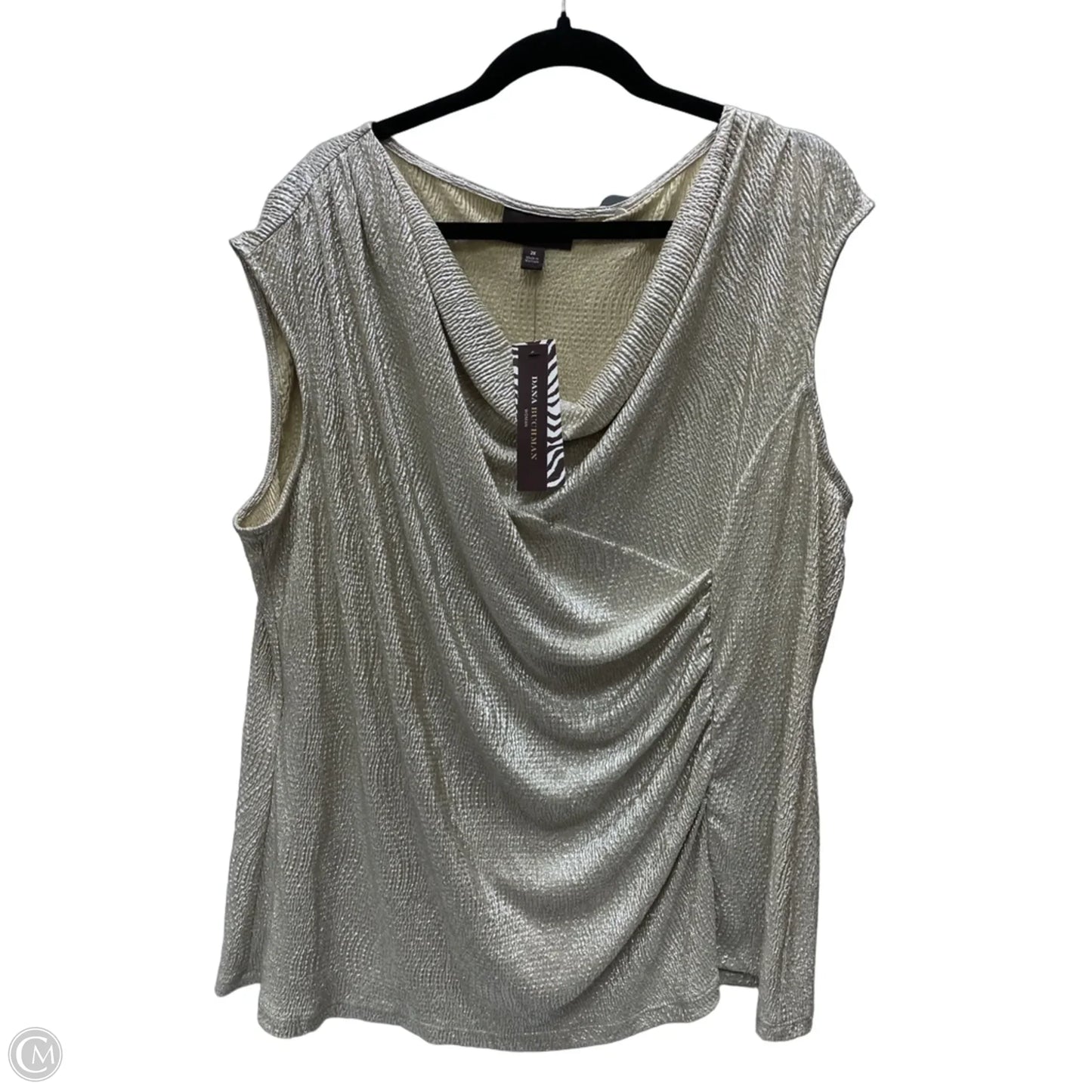 Blouse Sleeveless By Dana Buchman In Gold, Size: 2x