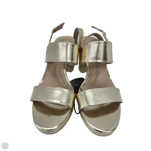 Sandals Heels Block By Kelly And Katie In Gold, Size: 9