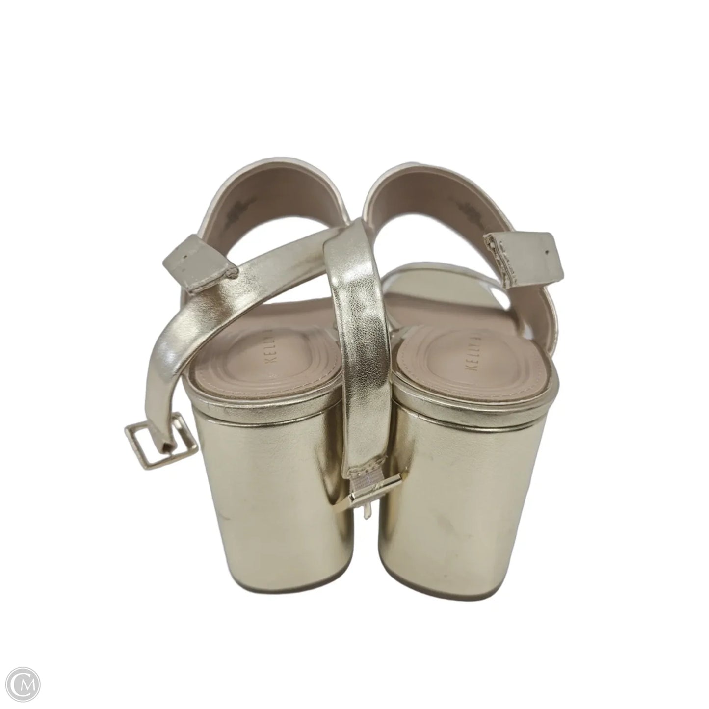 Sandals Heels Block By Kelly And Katie In Gold, Size: 9