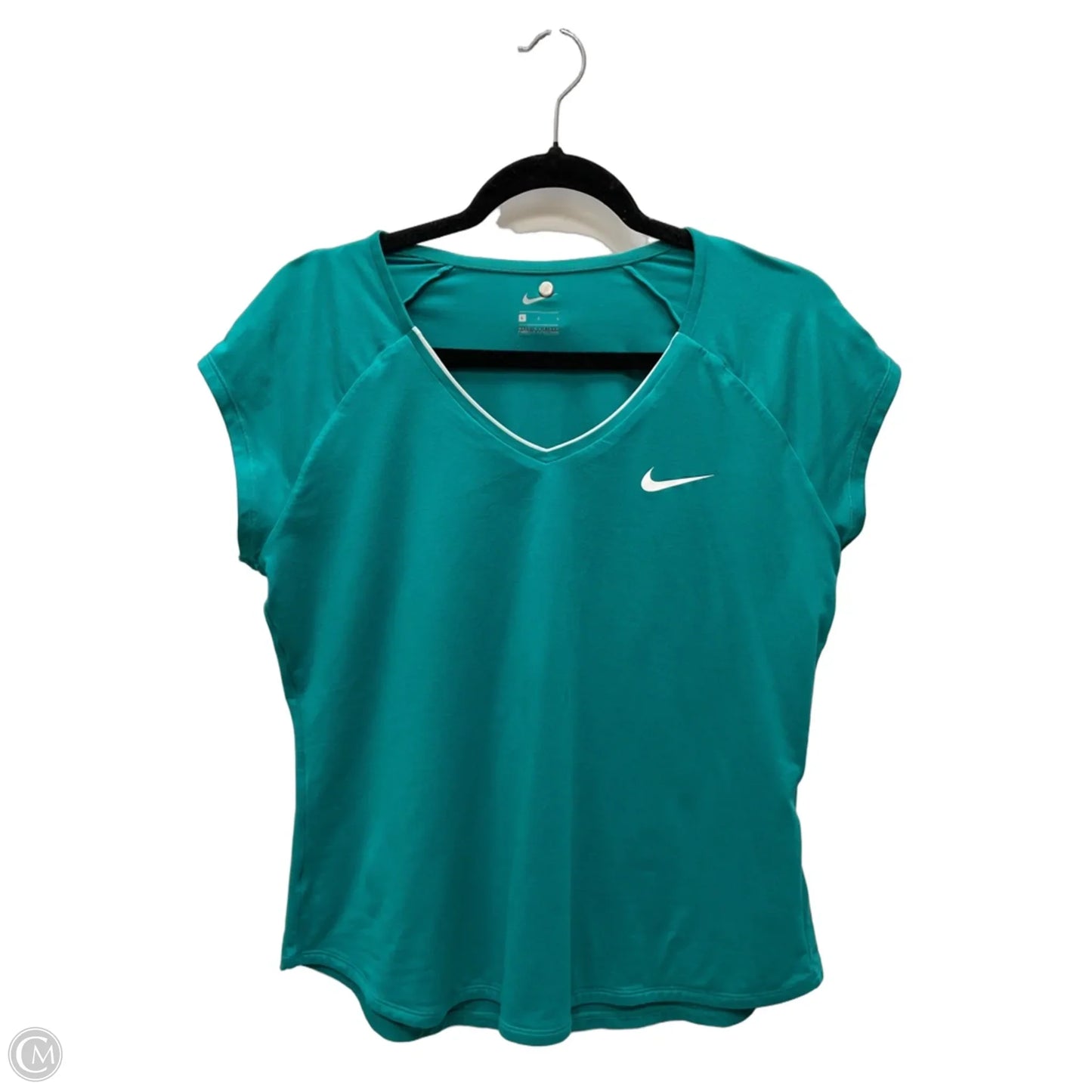 Athletic Top Short Sleeve By Nike Apparel In Teal, Size: L