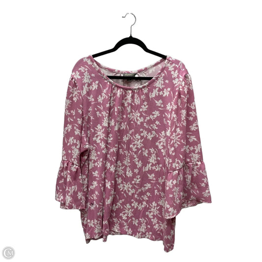 Top 3/4 Sleeve By Style And Company In Floral Print, Size: 3x
