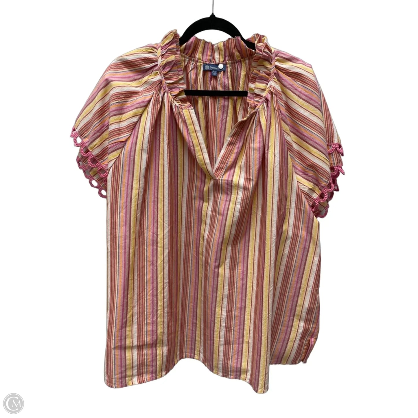 Top Short Sleeve By Democracy In Striped Pattern, Size: 2x