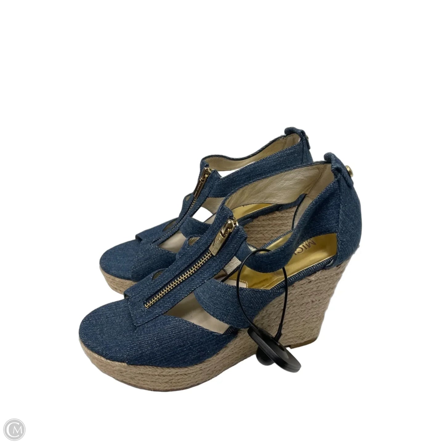 Sandals Heels Wedge By Michael By Michael Kors In Blue Denim, Size: 7