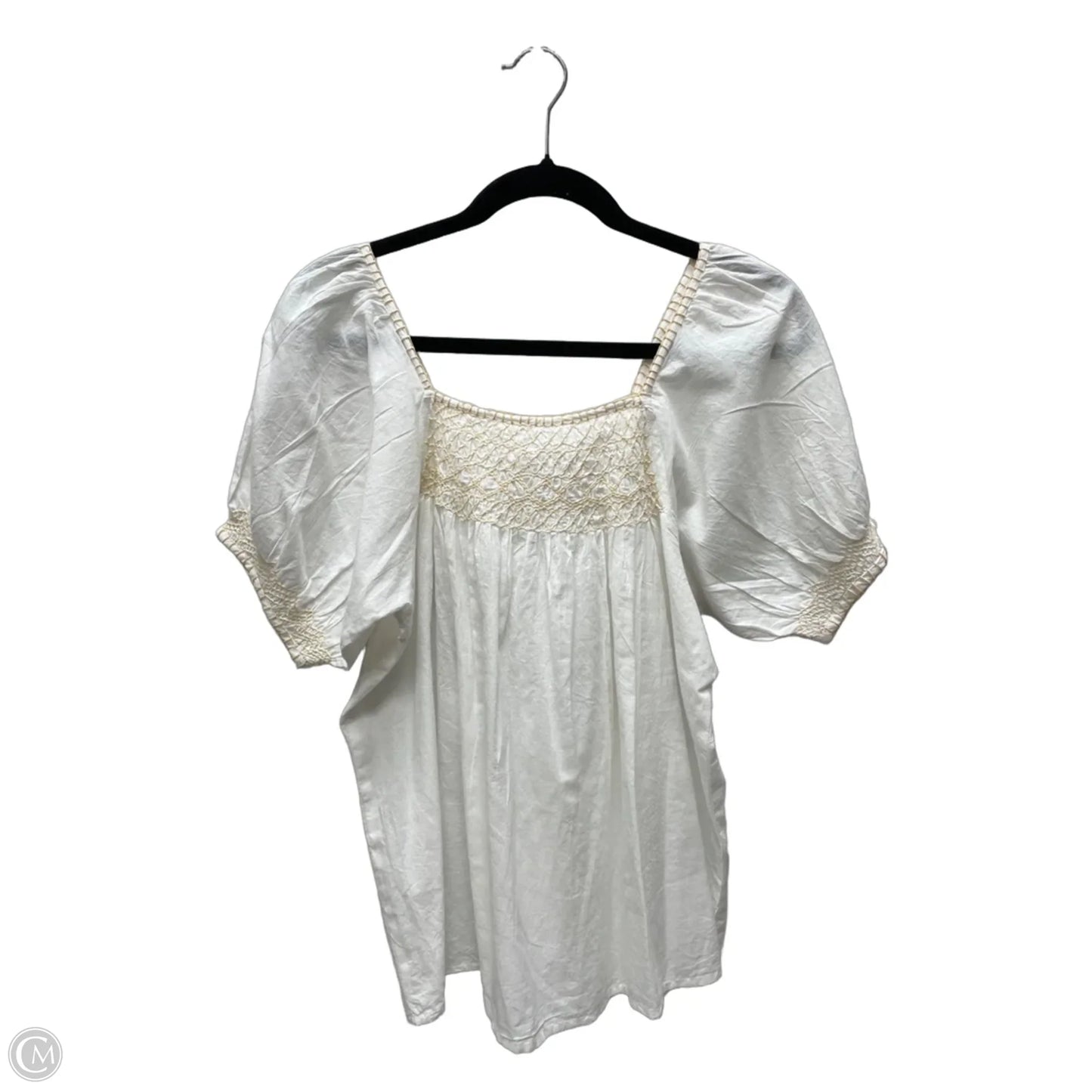 Top Short Sleeve By Solitaire In Tan & White, Size: L