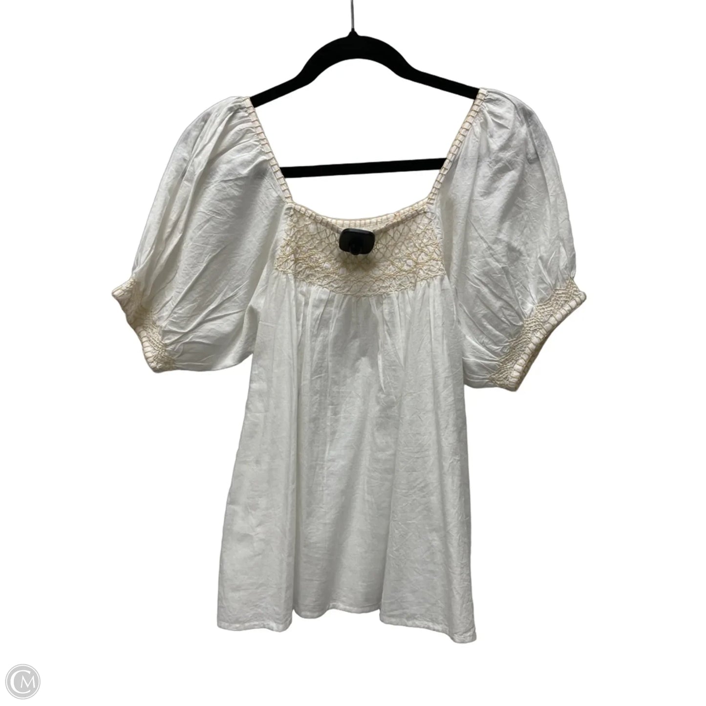 Top Short Sleeve By Solitaire In Tan & White, Size: L