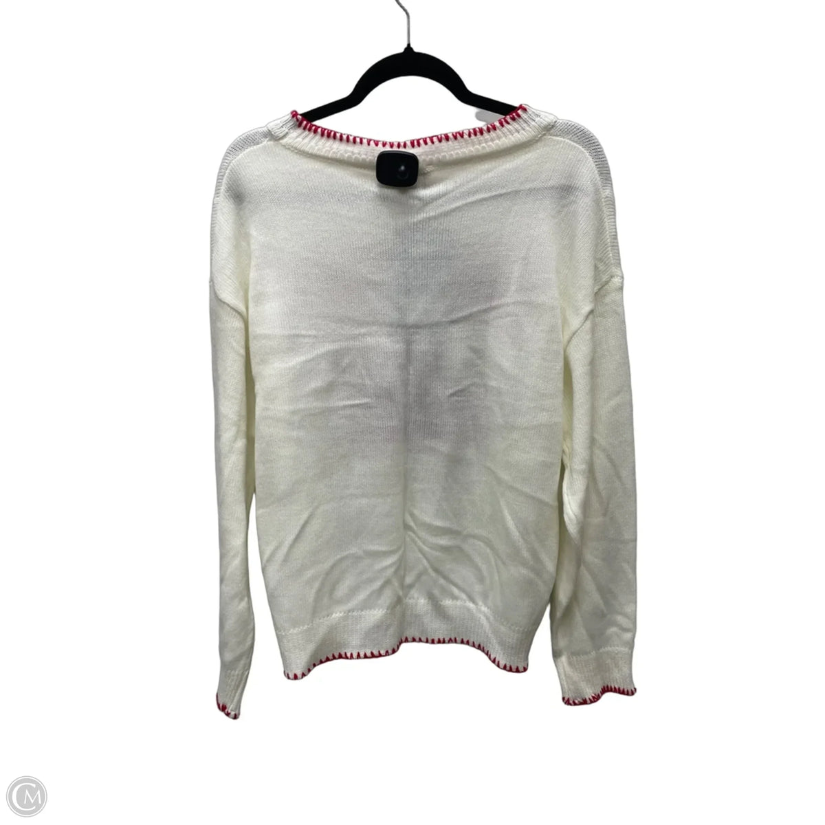 Sweater By Clothes Mentor In Cream & Red, Size: L