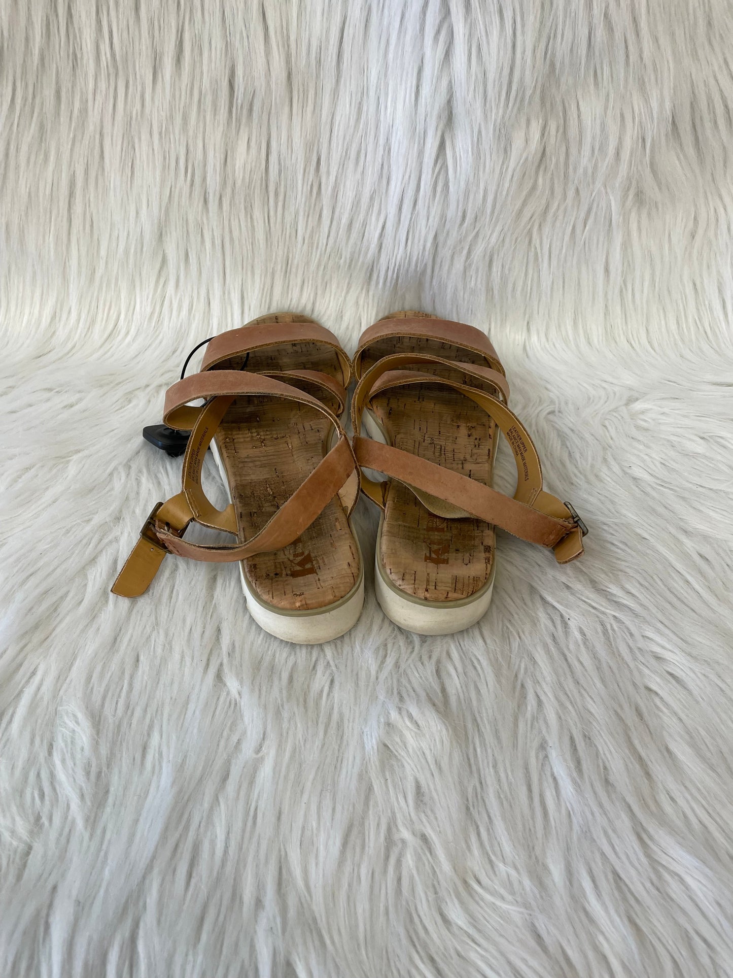 Brown Sandals Flats Korks, Size 8