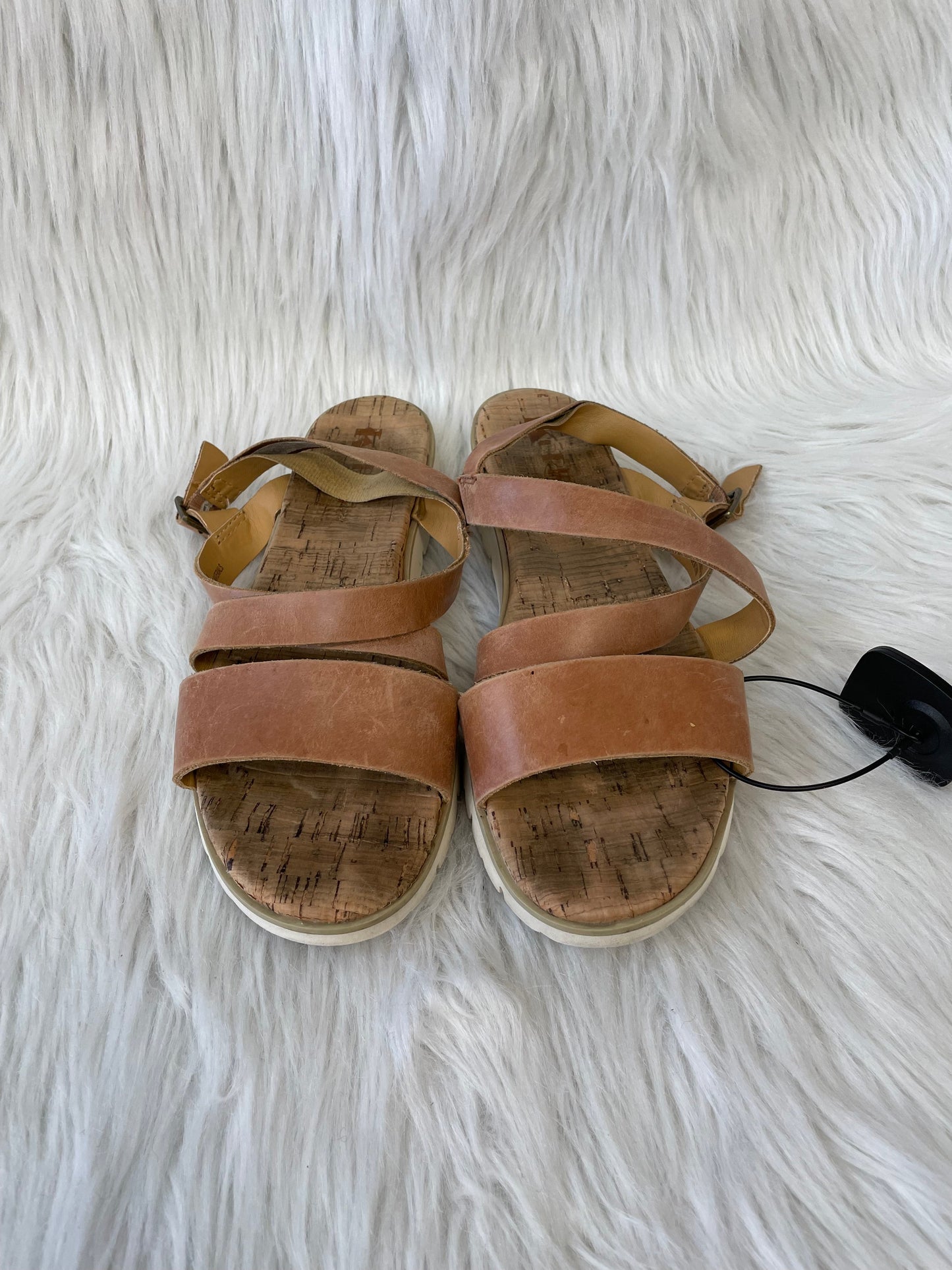 Brown Sandals Flats Korks, Size 8
