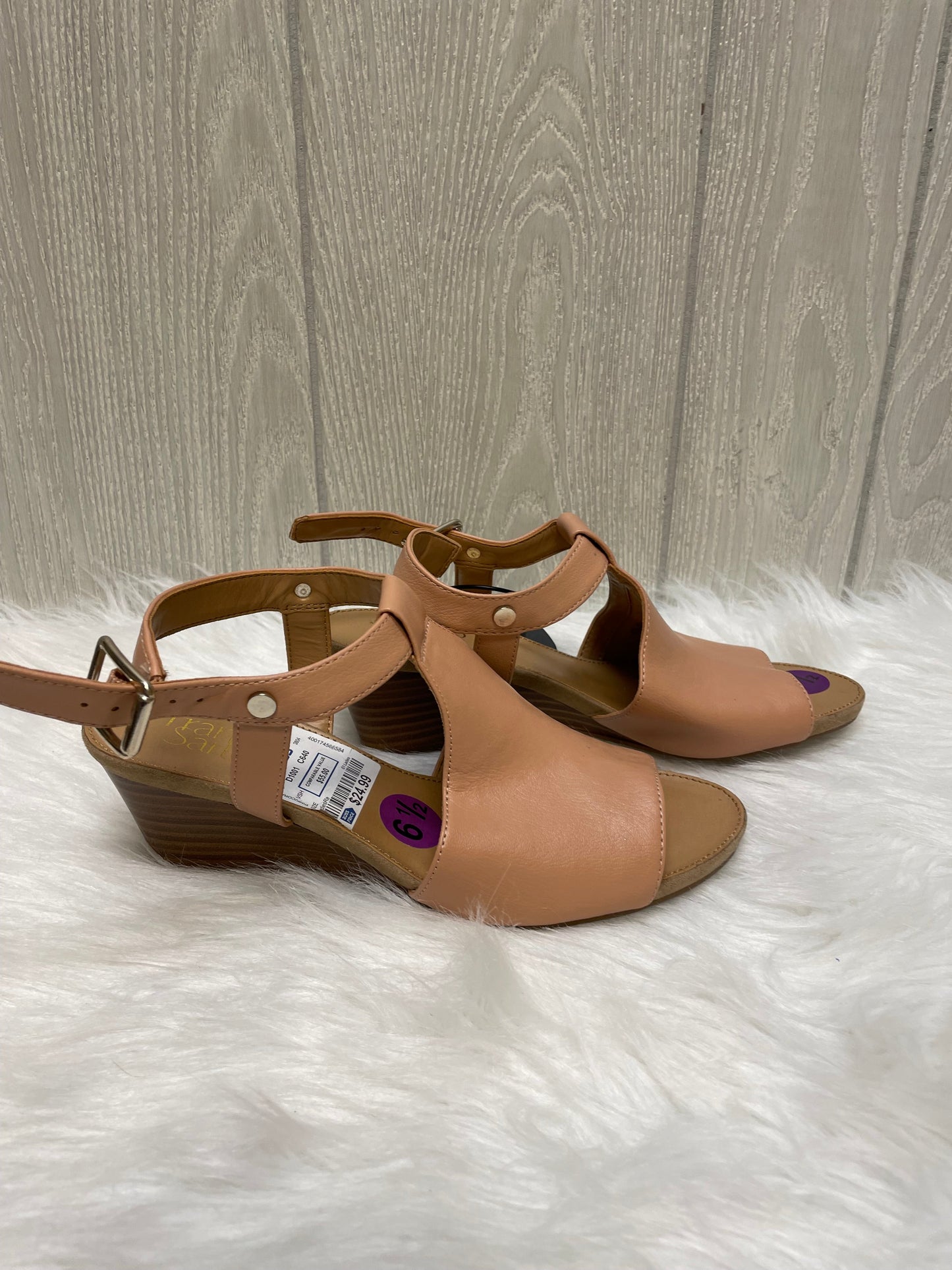 Pink Sandals Heels Wedge Franco Sarto, Size 6.5