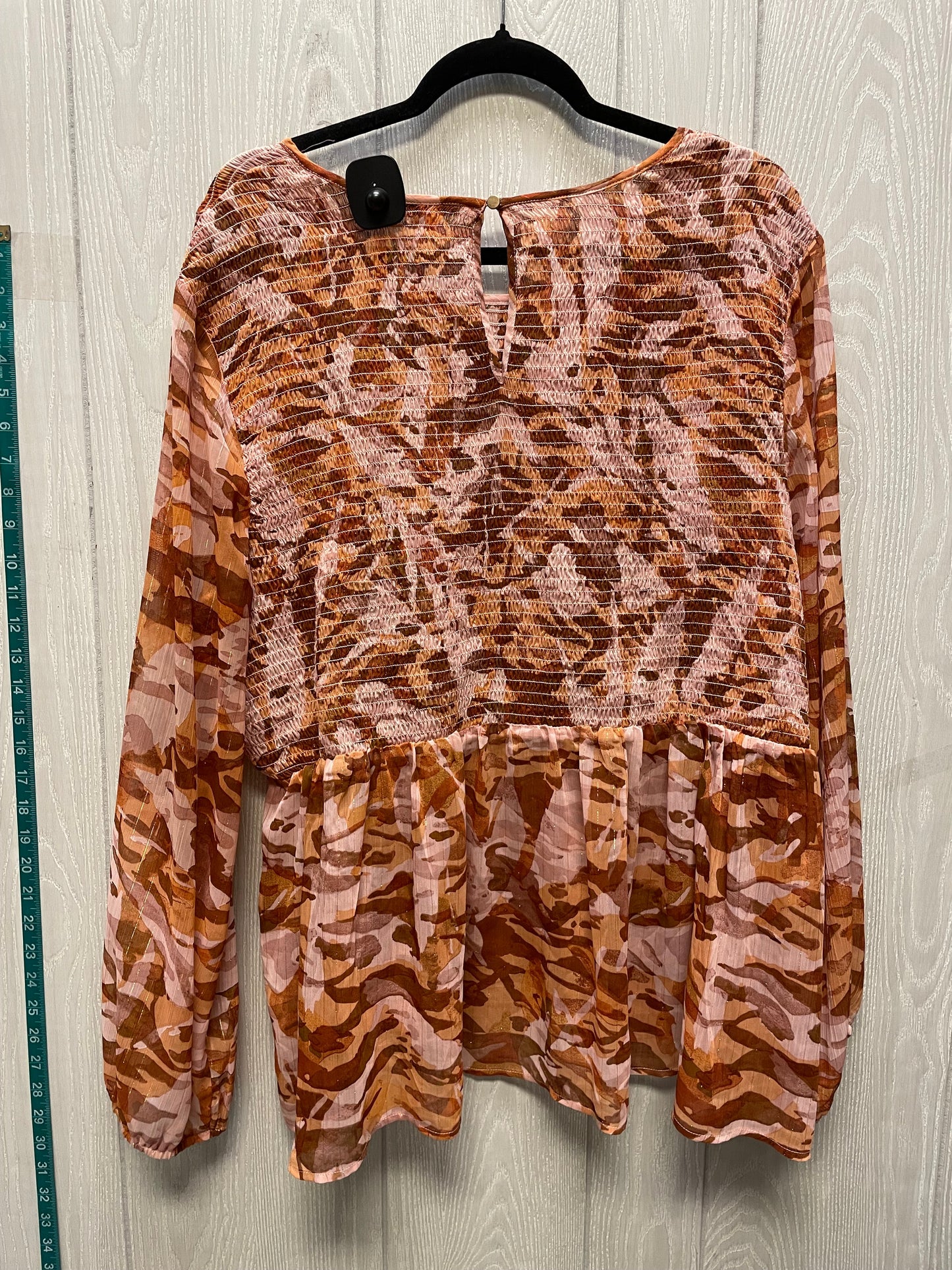 Blouse Long Sleeve By Cato In Camouflage Print, Size: 2x