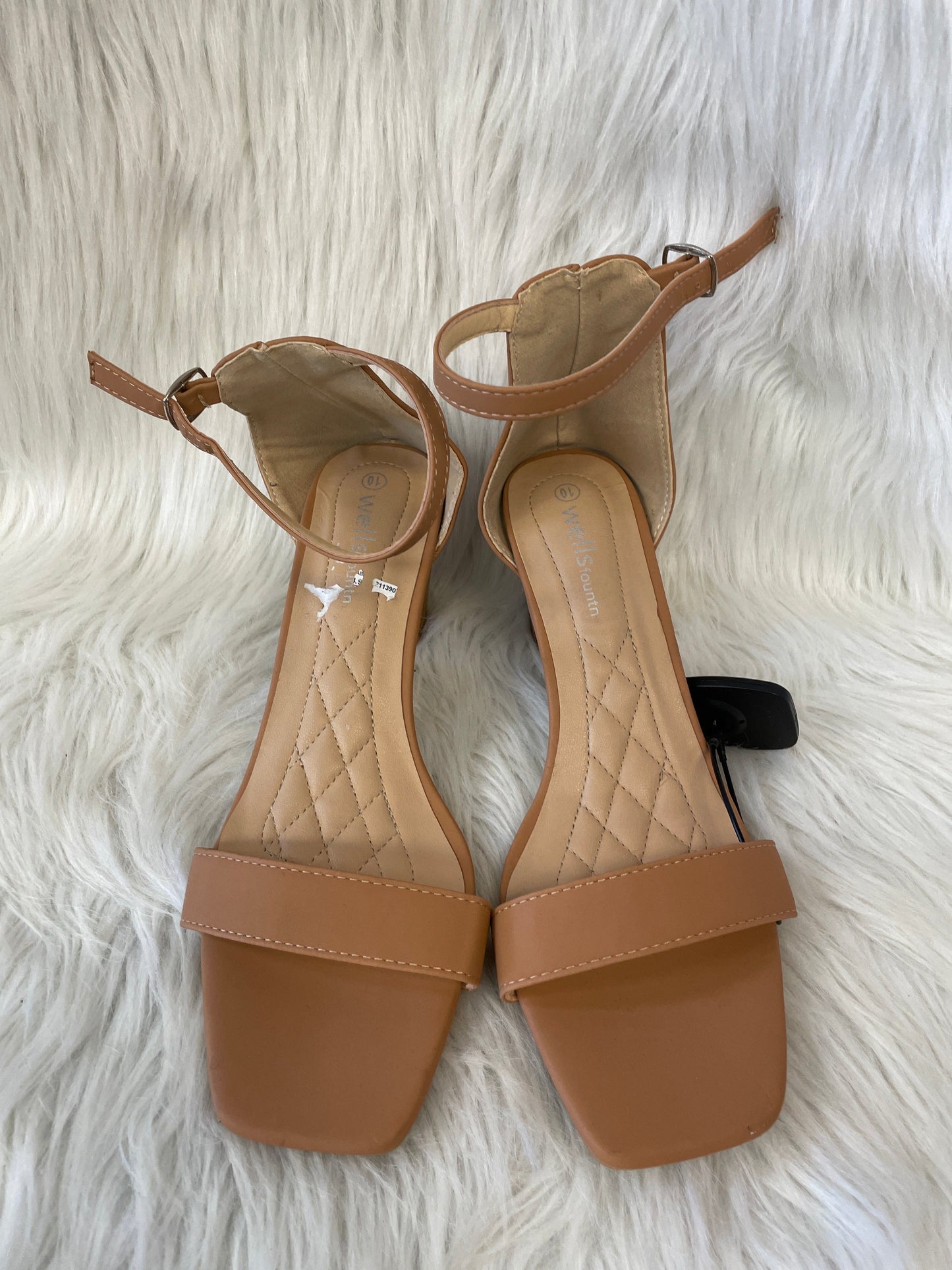Tan Sandals Heels Block Cme, Size 10