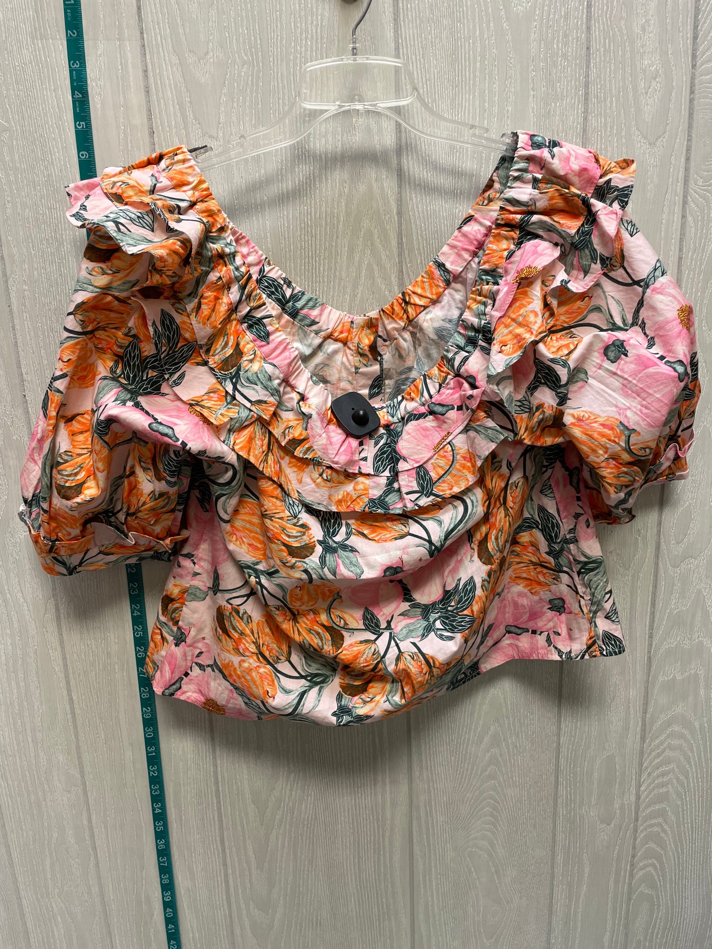 Floral Print Top Short Sleeve Anthropologie, Size L