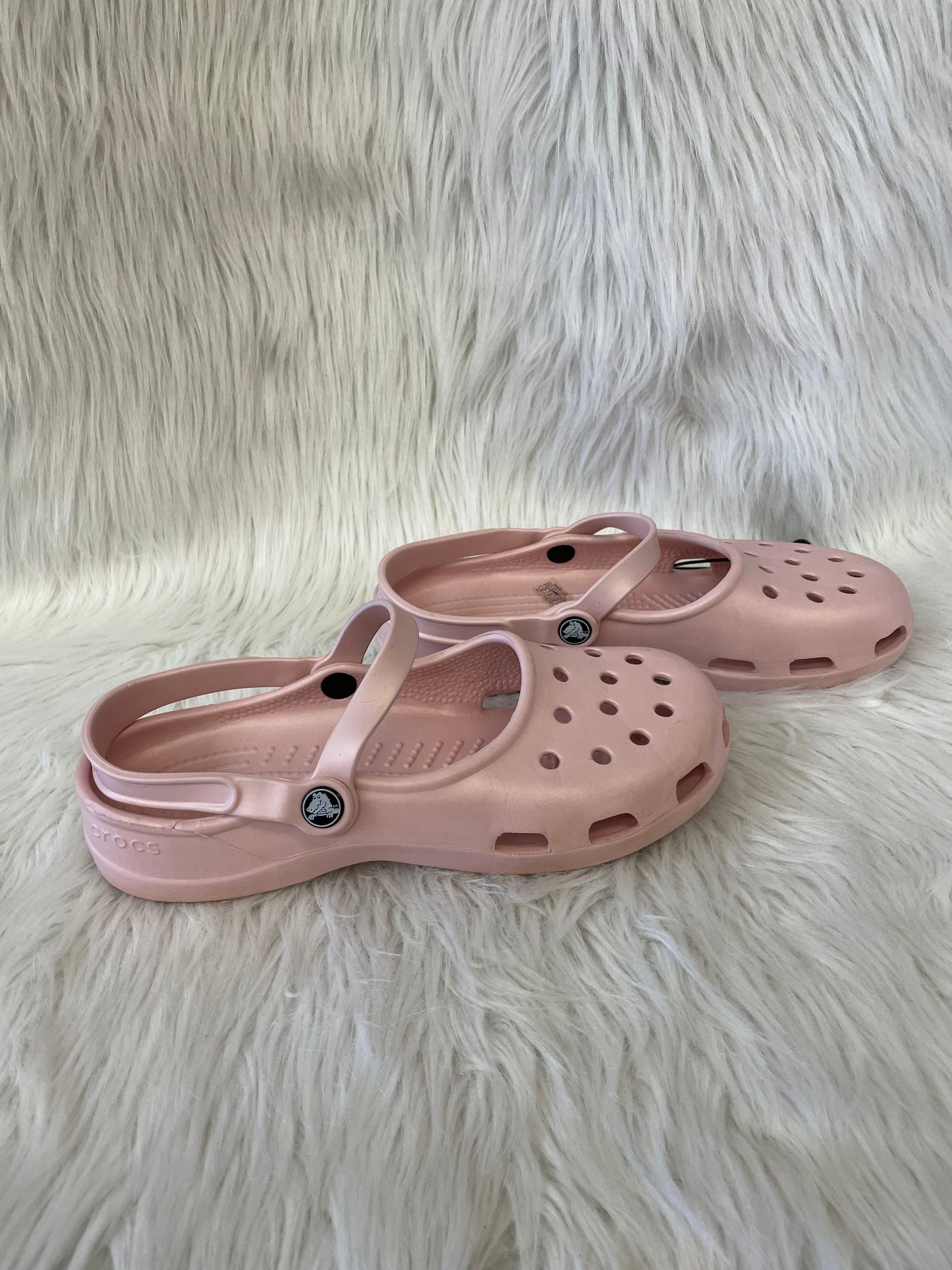 Pink Shoes Heels Wedge Crocs, Size 10