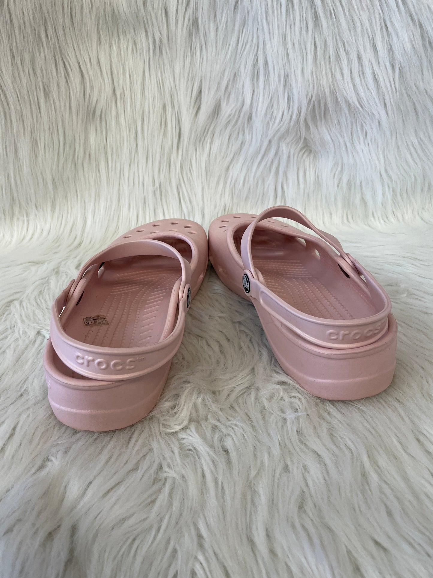 Pink Shoes Heels Wedge Crocs, Size 10