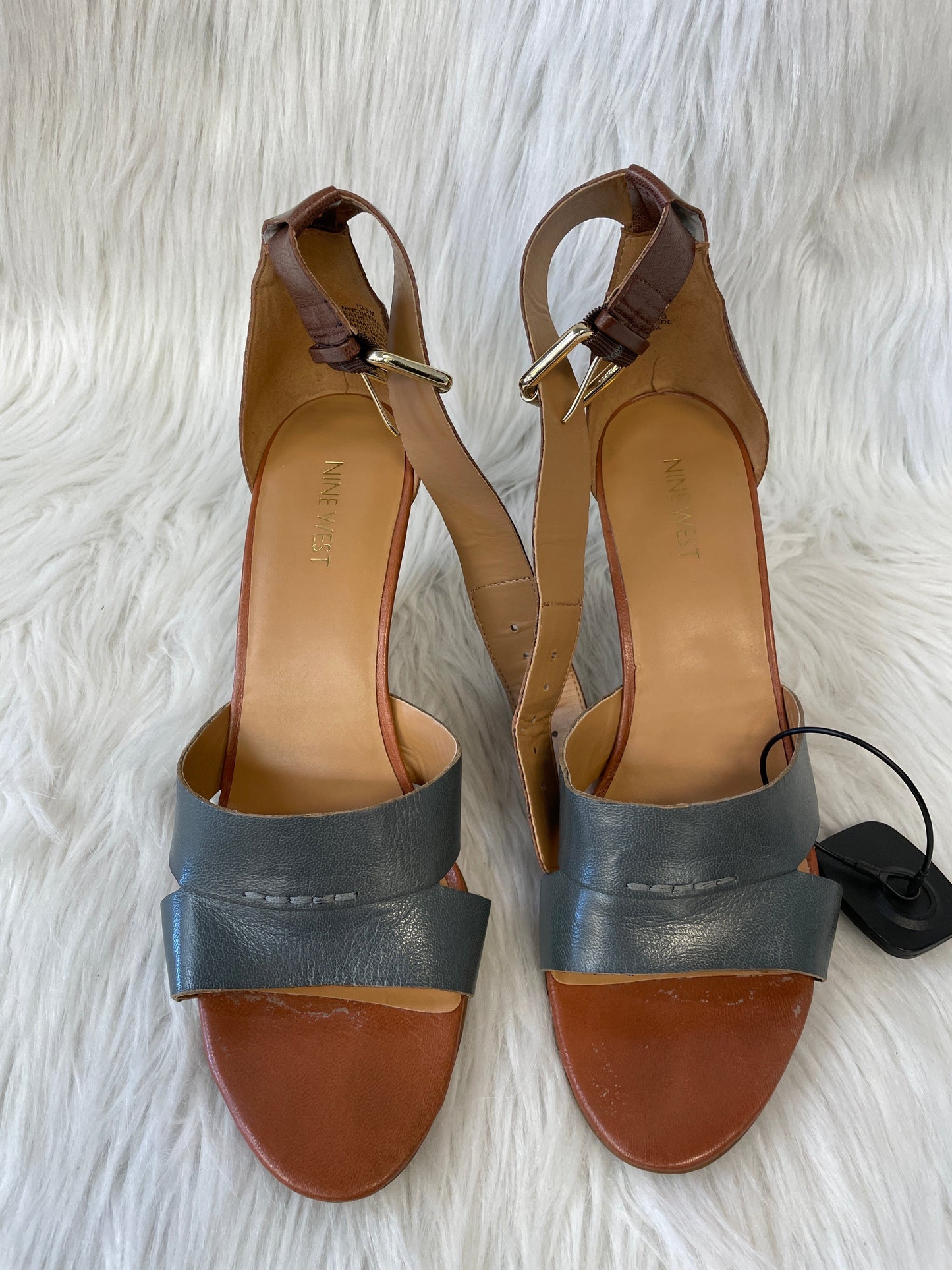 Brown Sandals Heels Wedge Nine West, Size 10.5