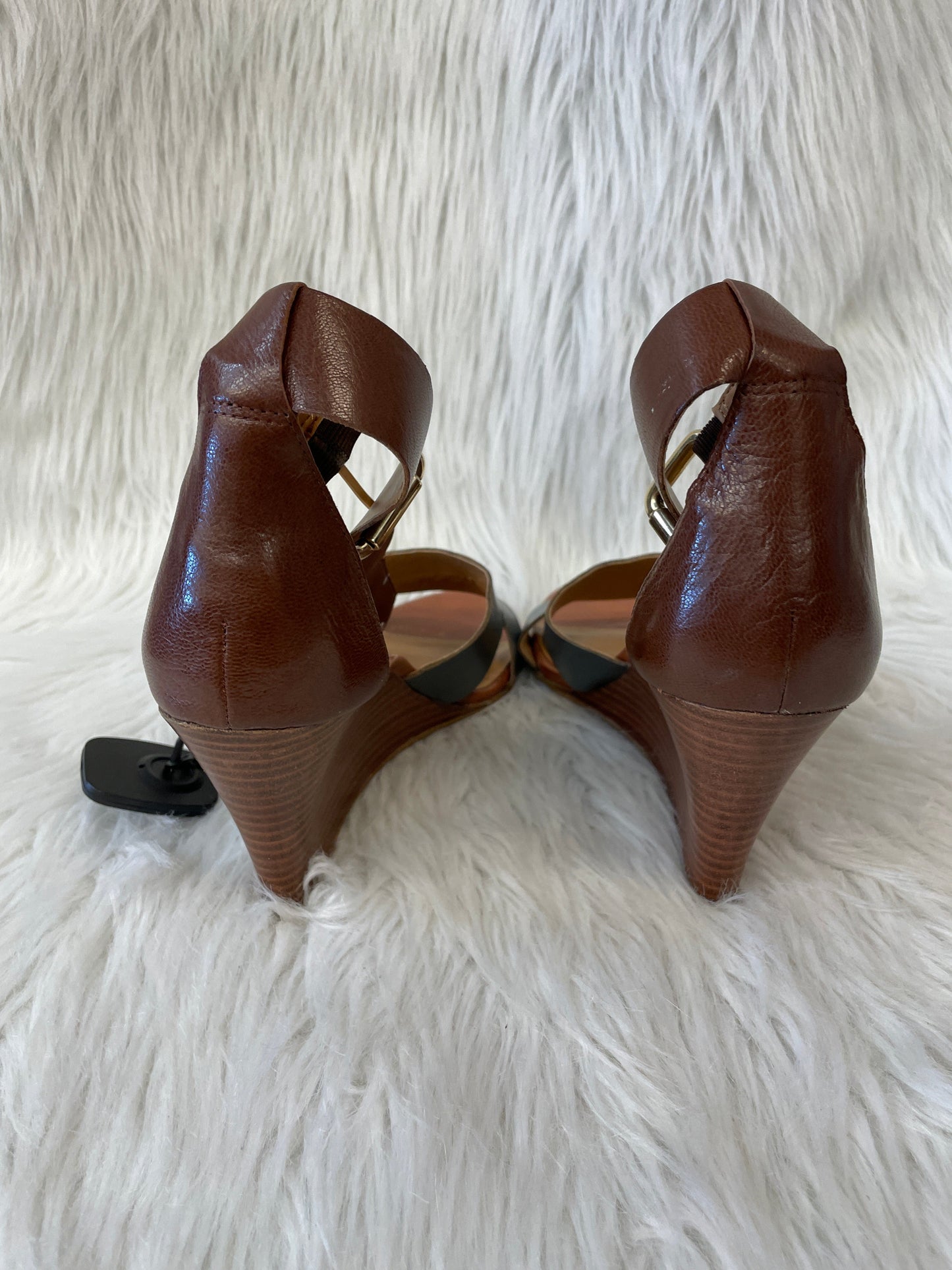 Brown Sandals Heels Wedge Nine West, Size 10.5