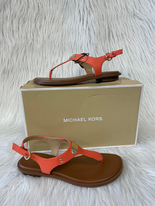 Orange & Tan Sandals Designer Michael By Michael Kors, Size 6