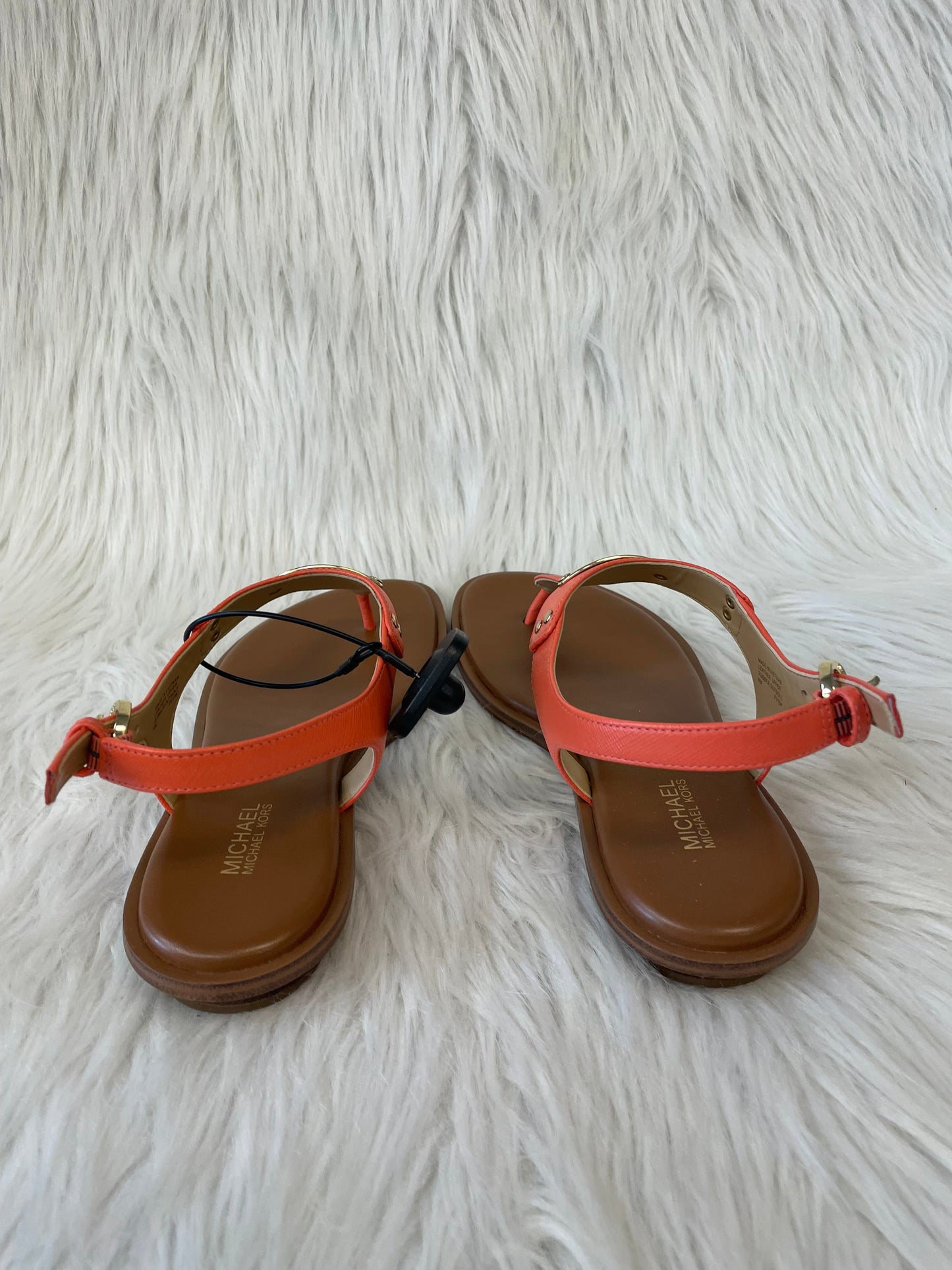 Orange & Tan Sandals Designer Michael By Michael Kors, Size 6