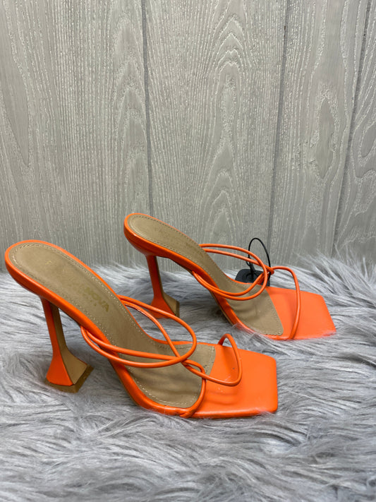 Sandals Heels Stiletto By Fashion Nova In Orange, Size: 7