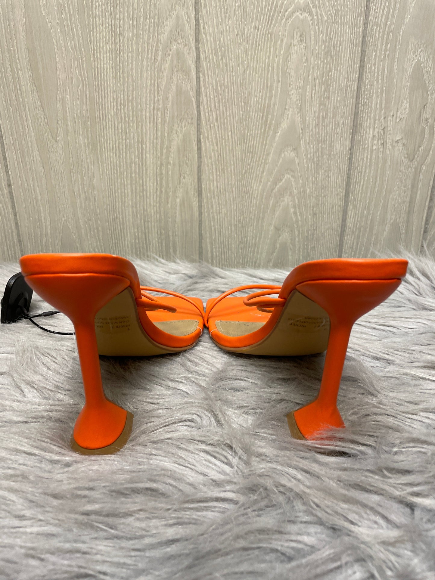 Sandals Heels Stiletto By Fashion Nova In Orange, Size: 7