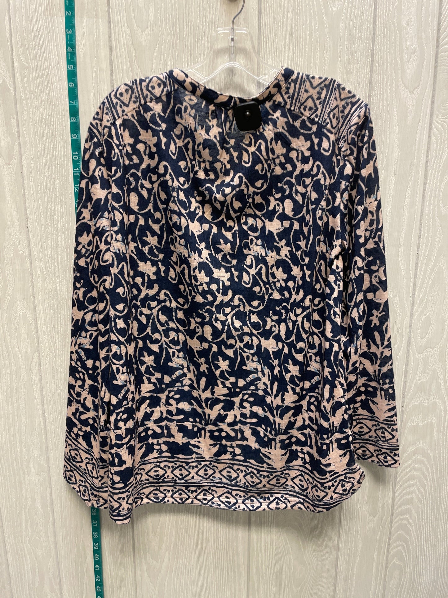 Blue & Cream Top Long Sleeve Suzanne Betro, Size Xl