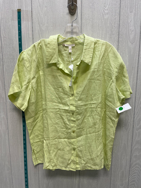 Green Top Short Sleeve Eileen Fisher, Size L
