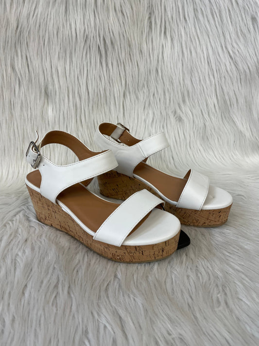 Sandals Heels Wedge By Clothes Mentor In White, Size: 6.5