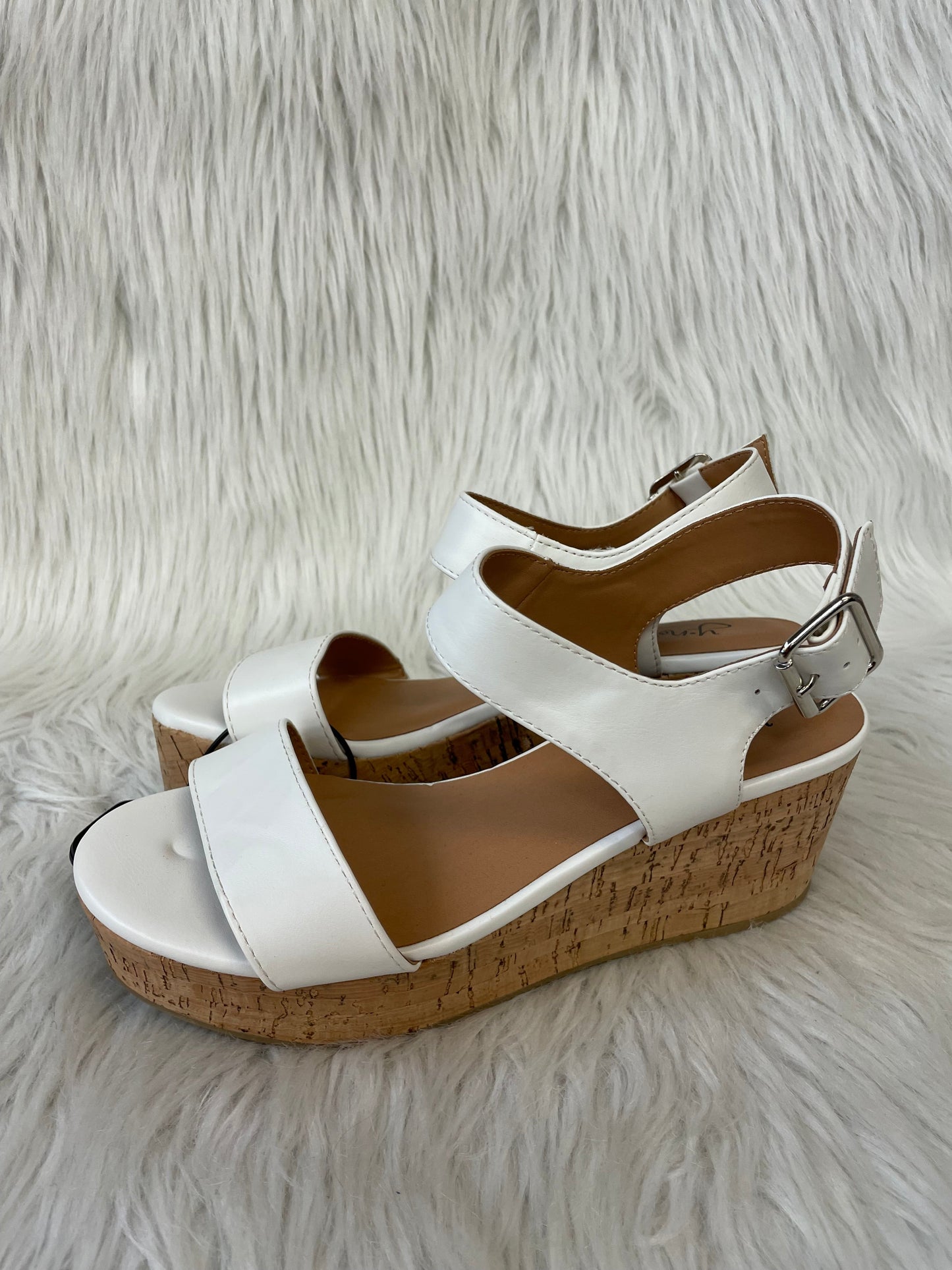 Sandals Heels Wedge By Clothes Mentor In White, Size: 6.5