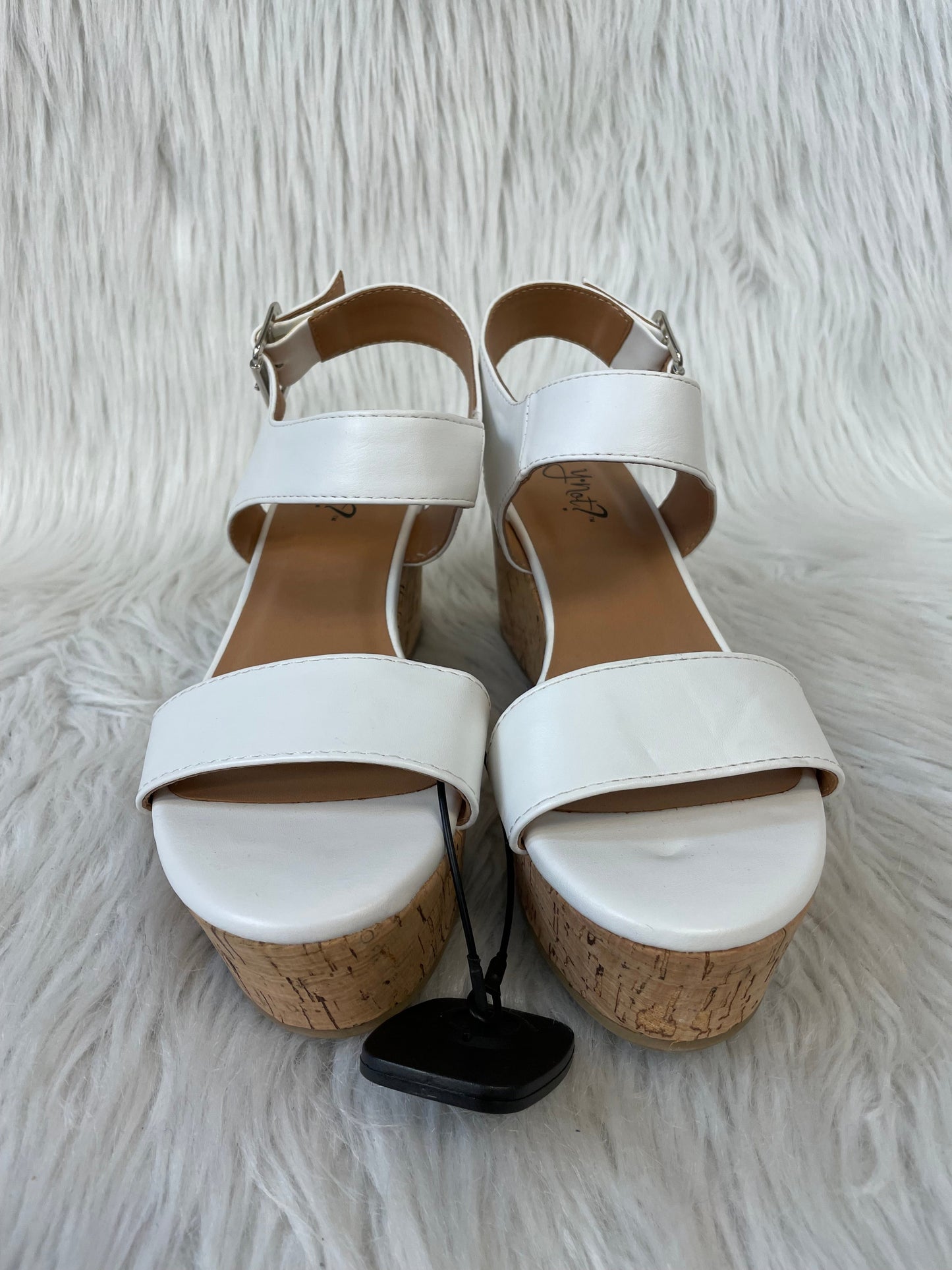 Sandals Heels Wedge By Clothes Mentor In White, Size: 6.5