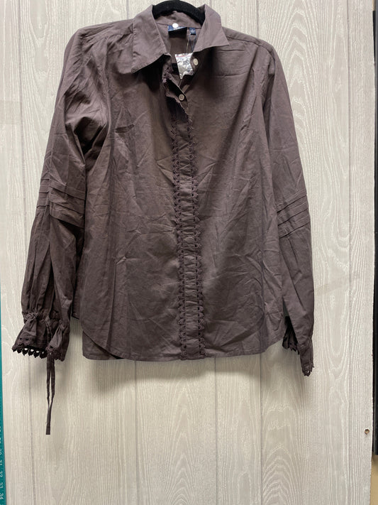 Top Long Sleeve By Cmb In Brown, Size: L