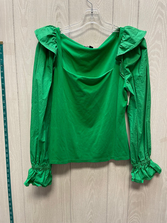 Top Long Sleeve By Inc In Green, Size: M