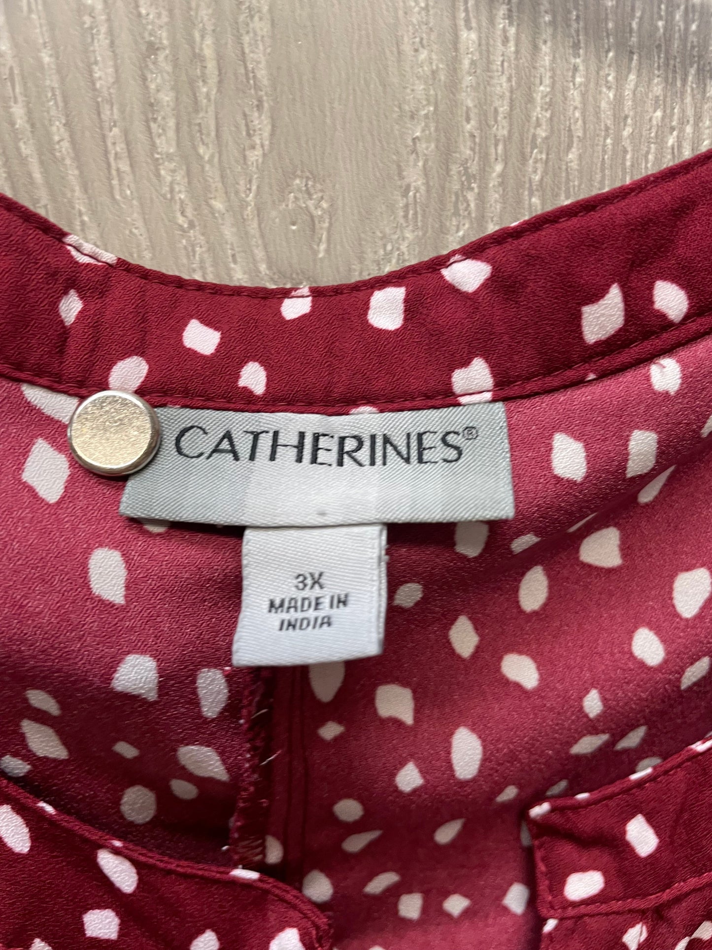 Top 3/4 Sleeve By Catherines In Red & White, Size: 3x