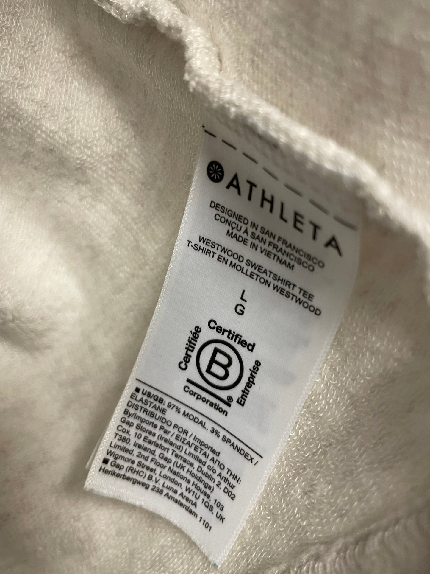 Top Short Sleeve By Athleta In Cream, Size: L