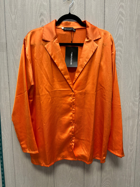 Blouse Long Sleeve By Pretty Little Thing In Orange, Size: M