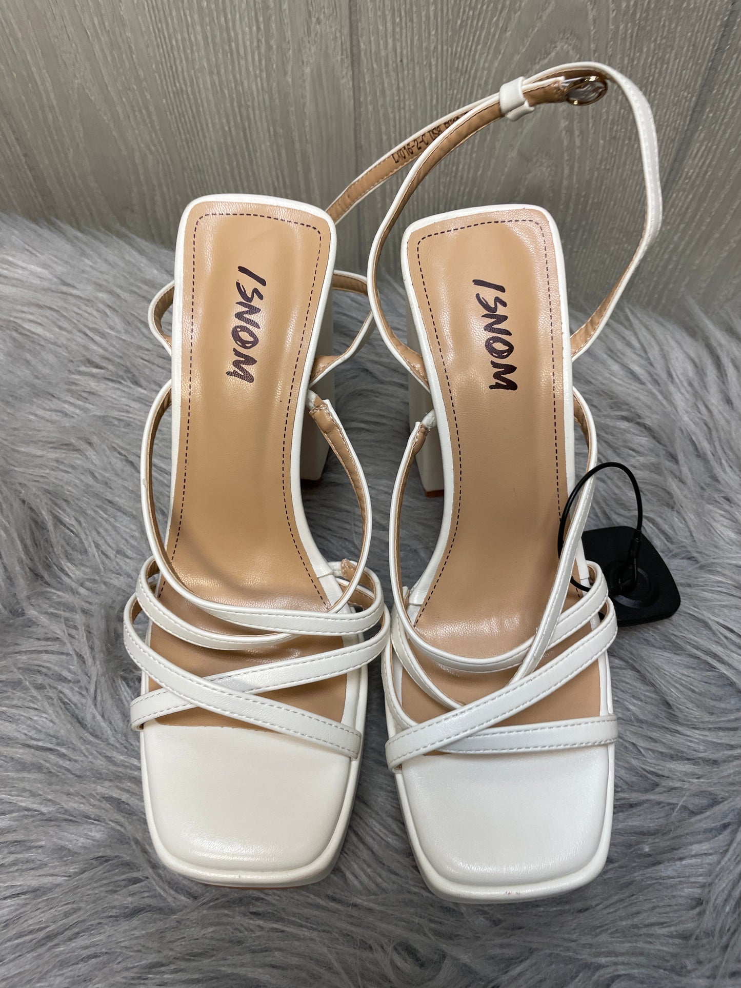 Sandals Heels Block By Clothes Mentor In White, Size: 8