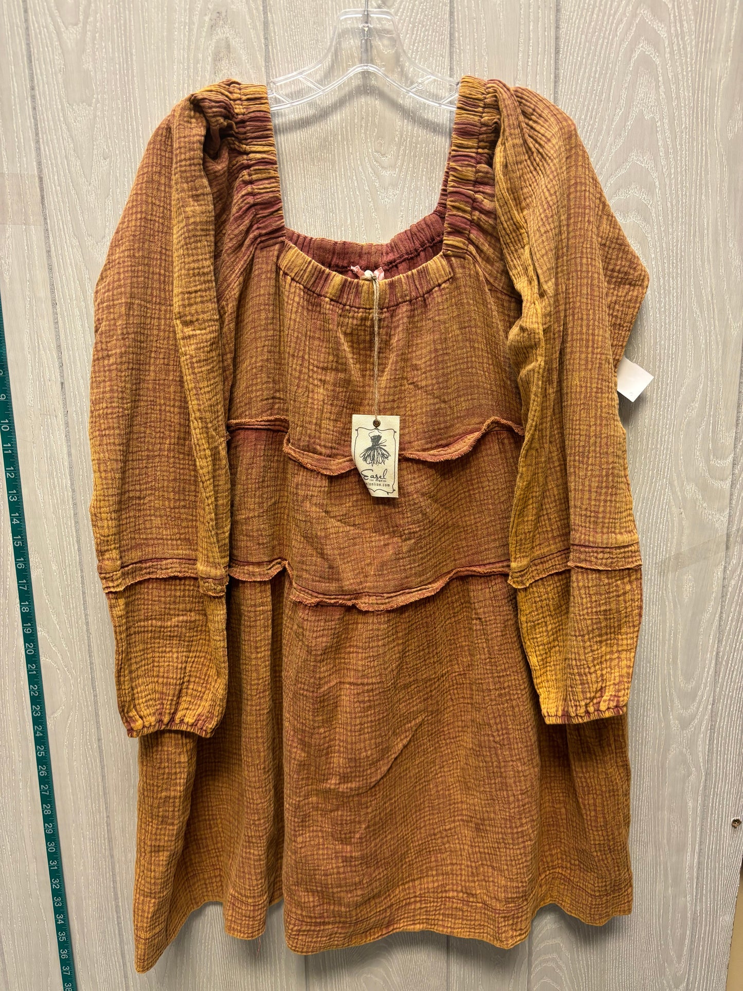 Tunic Long Sleeve By Easel In Red & Tan, Size: L