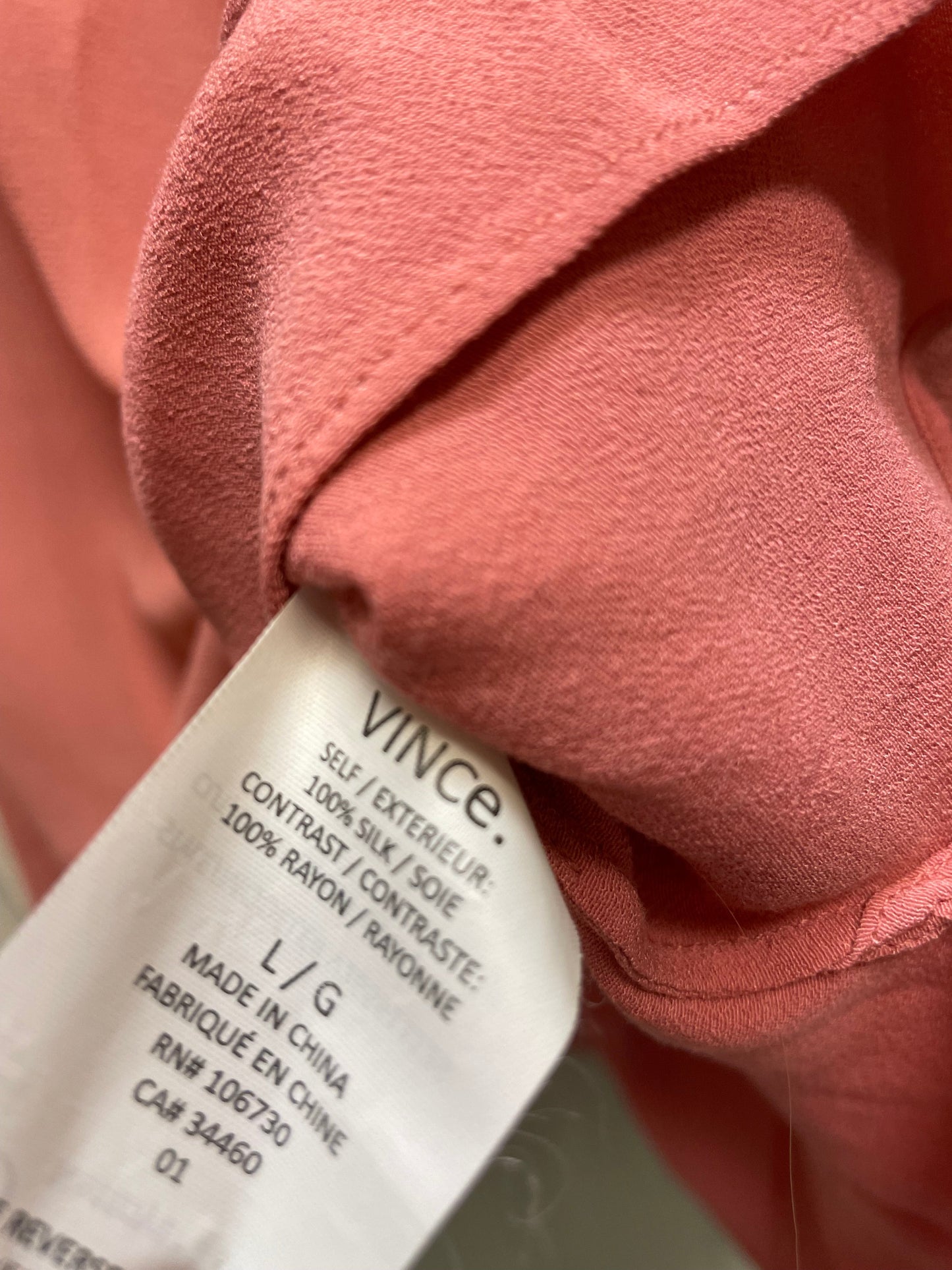 Blouse Short Sleeve By Vince In Pink, Size: L