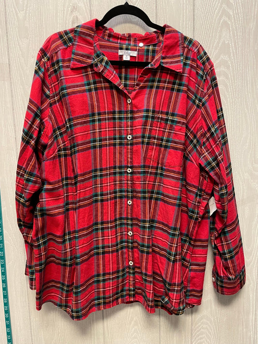 Top Long Sleeve By Croft And Barrow In Plaid Pattern, Size: 3x