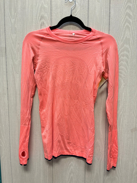 Athletic Top Long Sleeve Crewneck By Lululemon In Orange, Size: S