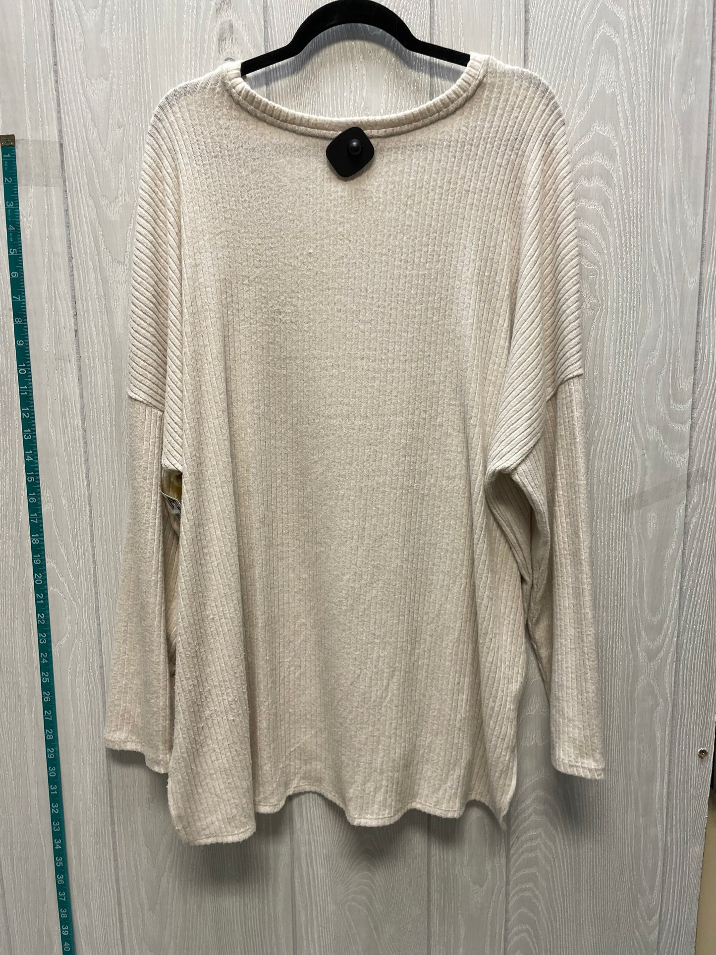 Top Long Sleeve By Time And Tru In Cream, Size: 2x