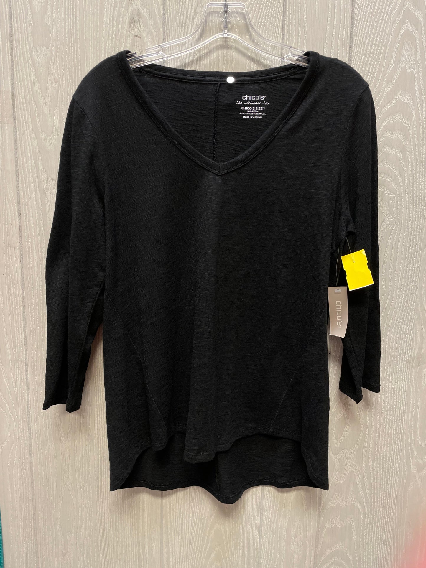 Top 3/4 Sleeve By Chicos In Black, Size: M