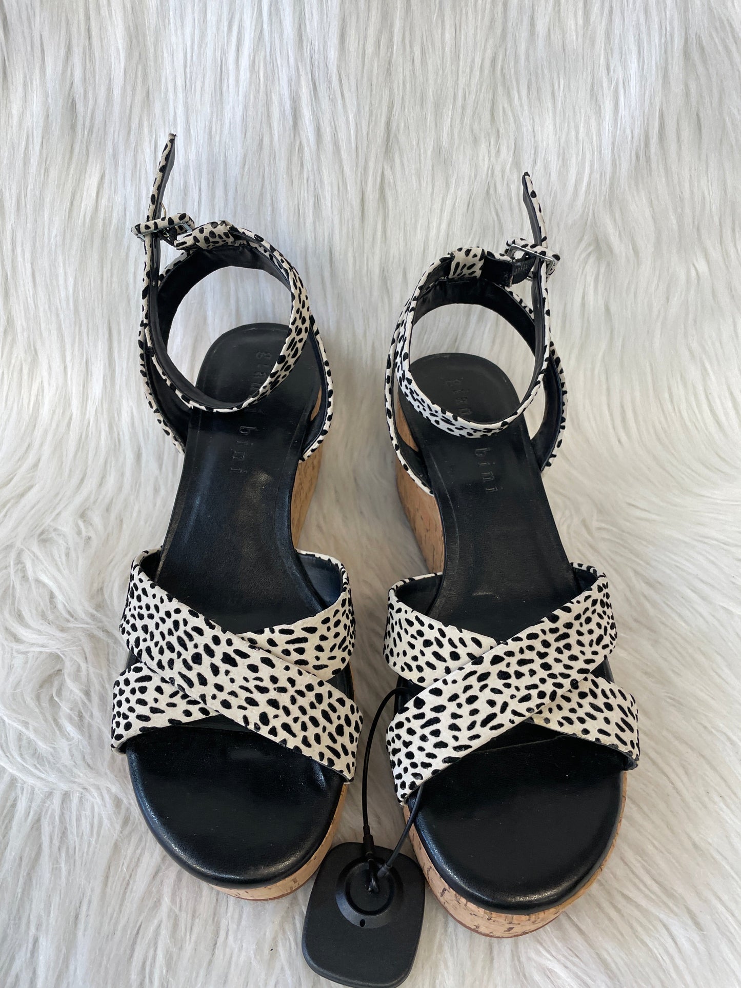 Sandals Heels Platform By Gianni Bini In Black & Cream, Size: 9.5