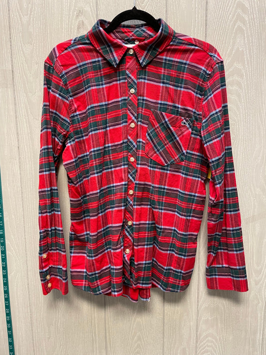 Top Long Sleeve By Vineyard Vines In Plaid Pattern, Size: L