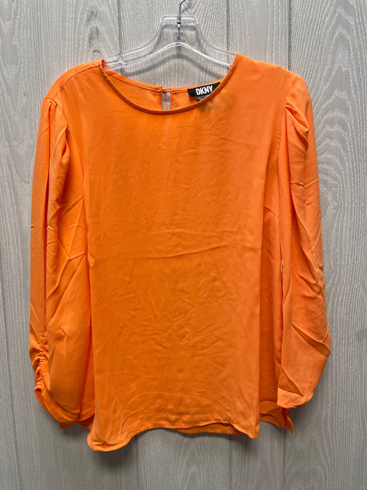 Blouse Long Sleeve By Dkny In Orange, Size: M