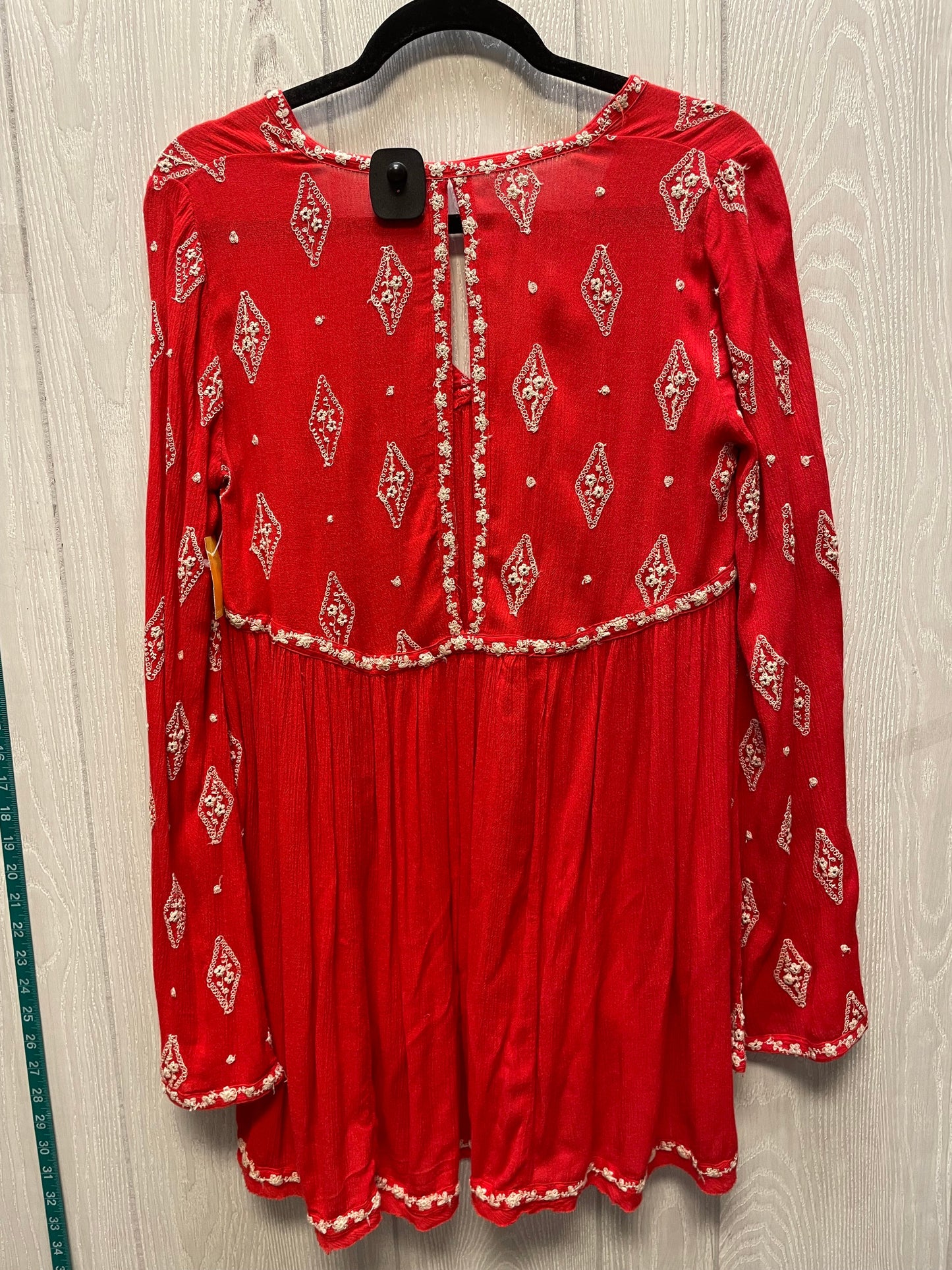 Top Long Sleeve By Free People In Red & Tan, Size: Xs