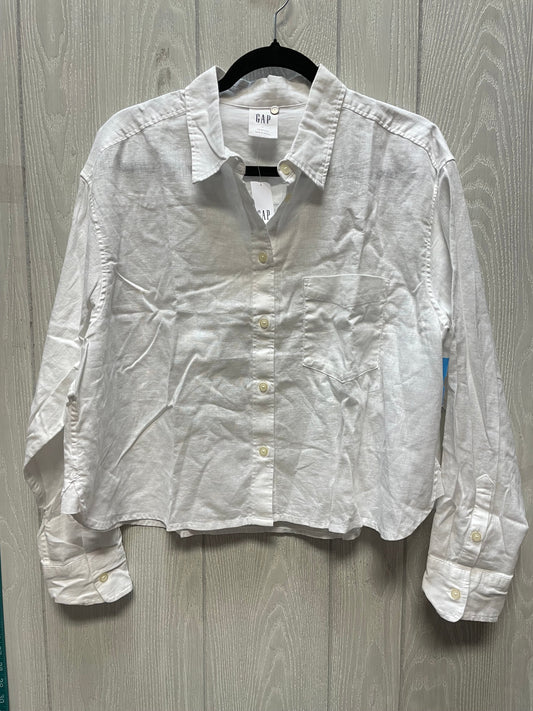 Top Long Sleeve By Gap In White, Size: L